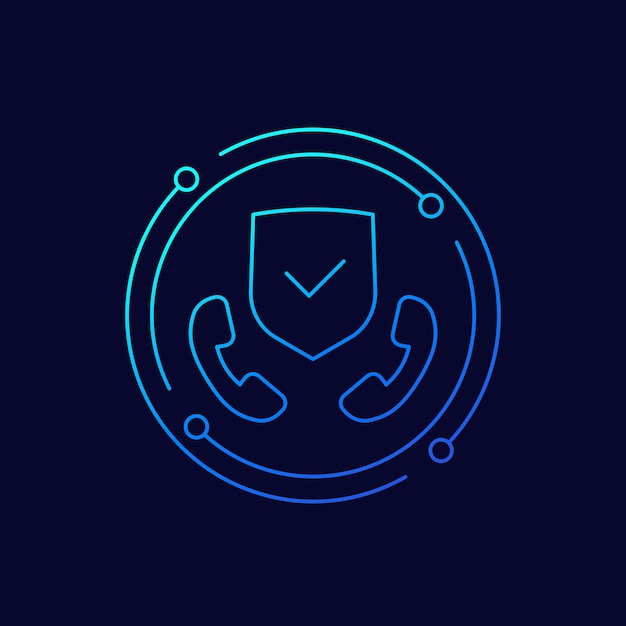 Secure phone call line icon for web