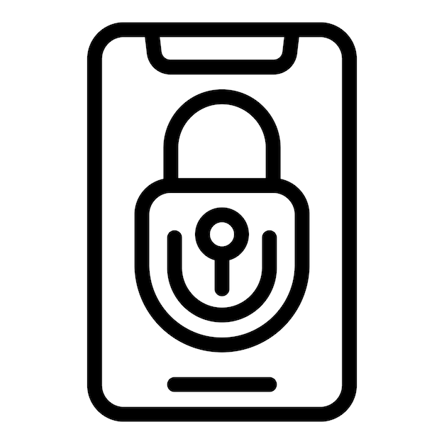 Vector secure phone glass icon outline vector safeguarding cellular cover