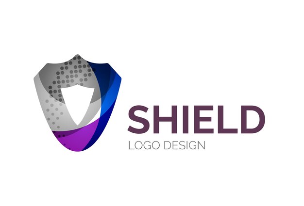 Vector secure shield logo design made of color pieces