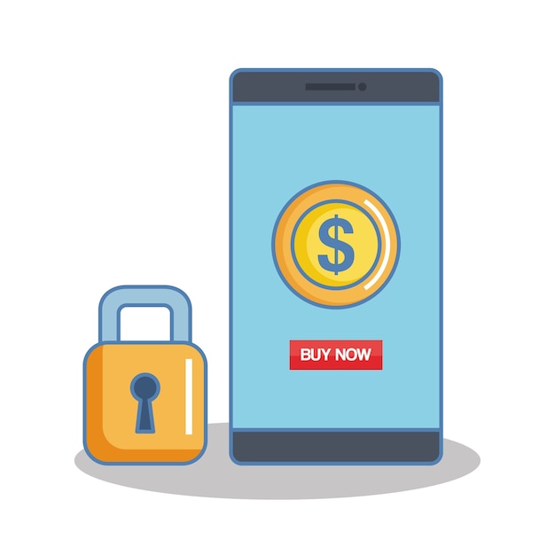 Secure shopping cellphone money banking internet icon