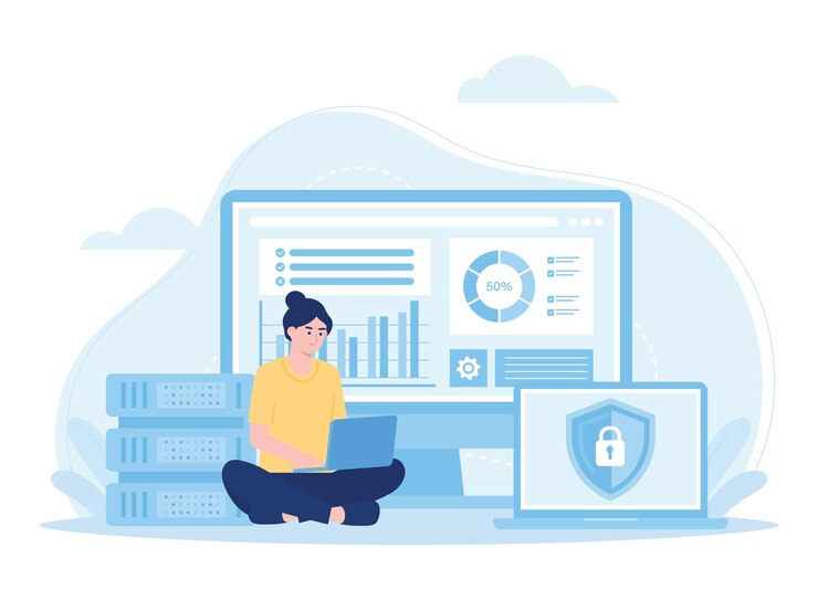 Vector secure sockets concept flat illustration