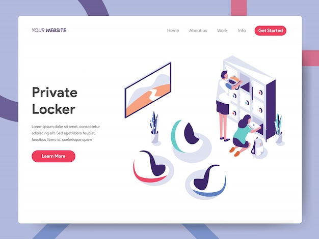 Vector secure space and private locker landing page