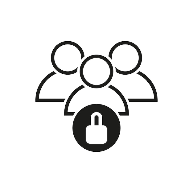 Vector secure teamwork concept job lock icon customer group privacy icon social group vector