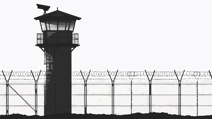 Vector 교도소 탑 검문소 에서 안전 한 지역 보호