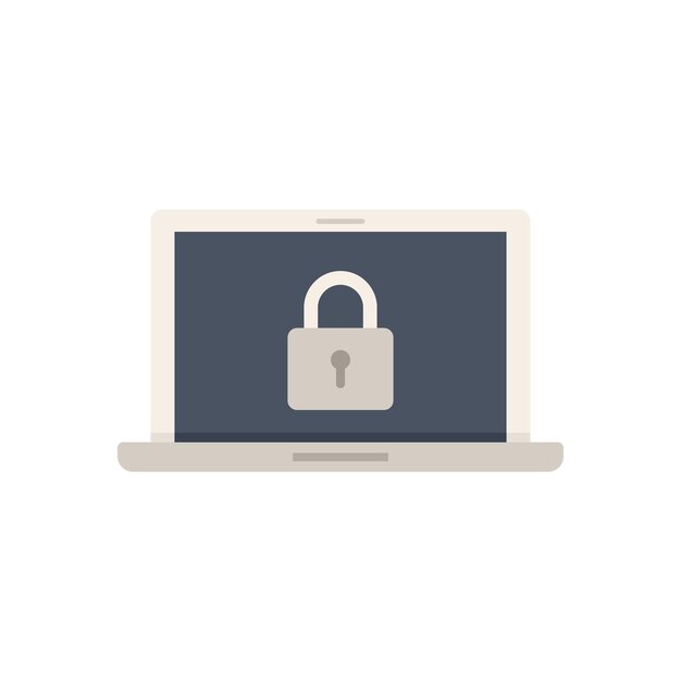 Vector secured laptop icon flat vector computer data secure information isolated