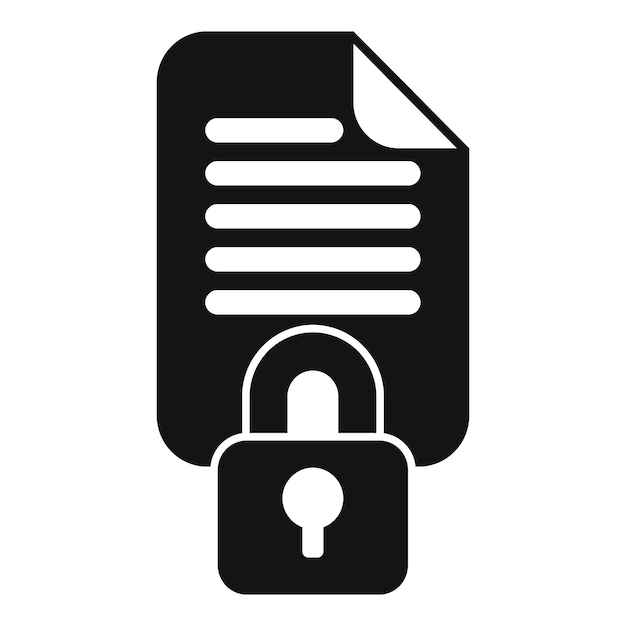 Vector secured locked document icon simple vector illegal protection