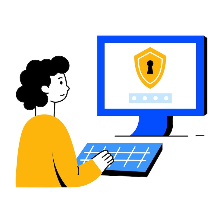 Vector securing digital information person logging in