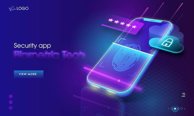 Security App Biometric Technology Landing Page Design for Advertising