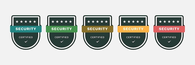 Security badge certified design Safety logo business company template with five stars