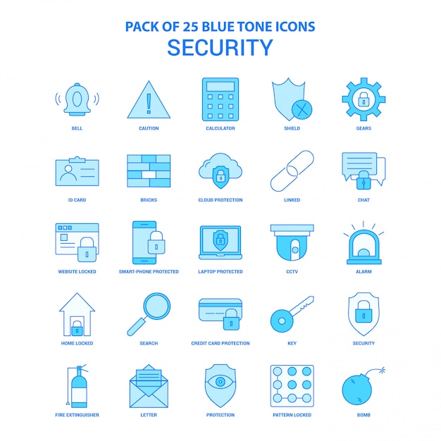 Vector security blue tone icon pack