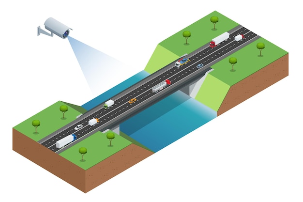 Security camera detects the movement of traffic CCTV security camera of traffic jam with rush hour