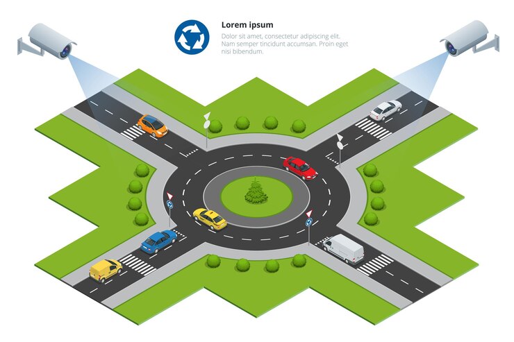Vector security camera detects the movement of traffic traffic monitoring cctv