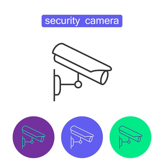 Security camera outline icons set