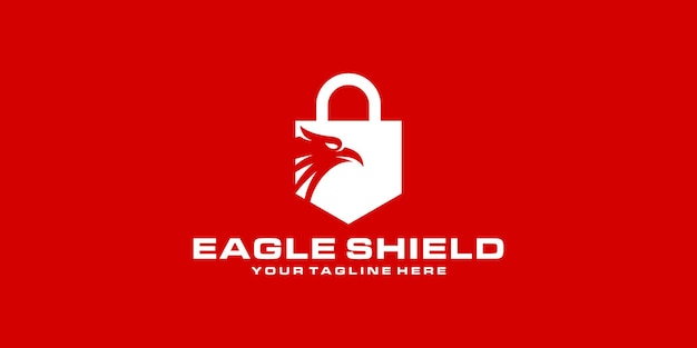 Дизайн логотипа безопасности и орла, защита, замок орла