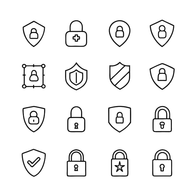 Security en Privacy Lock Icon Set Collectie Vector voor UI Documents Websites Mobiele toepassingen