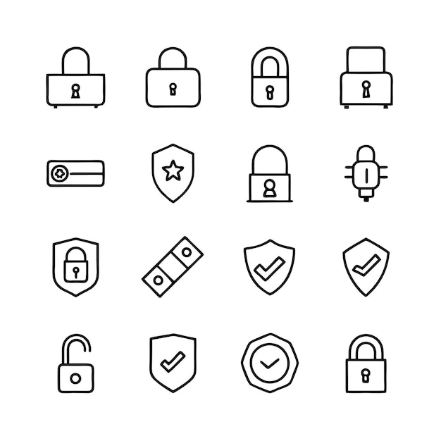 Security en Privacy Lock Icon Set Collectie Vector voor UI Documents Websites Mobiele toepassingen
