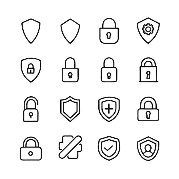 Security en Privacy Lock Icon Set Collectie Vector voor UI Documents Websites Mobiele toepassingen