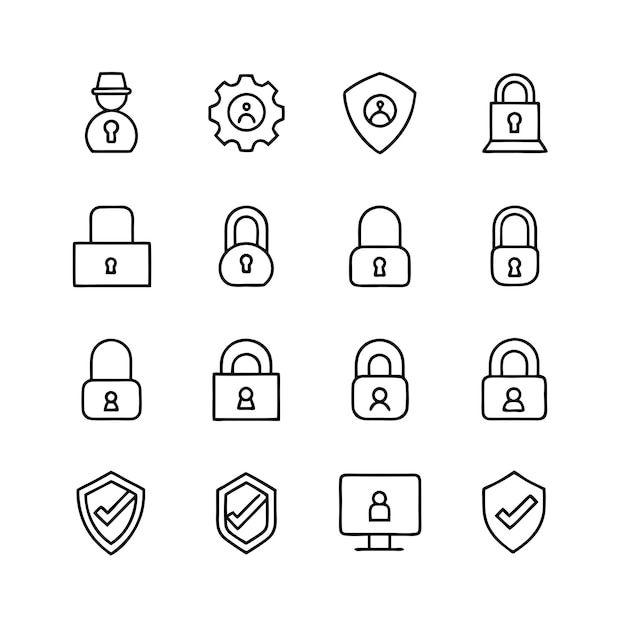 Security en Privacy Lock Icon Set Collectie Vector voor UI Documents Websites Mobiele toepassingen