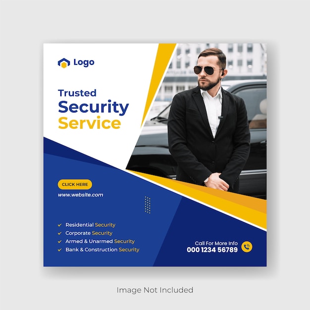 Vector security guard service social media post web banner design