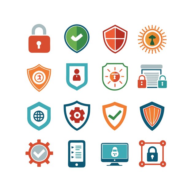 Vector security icon set collection vector illustration