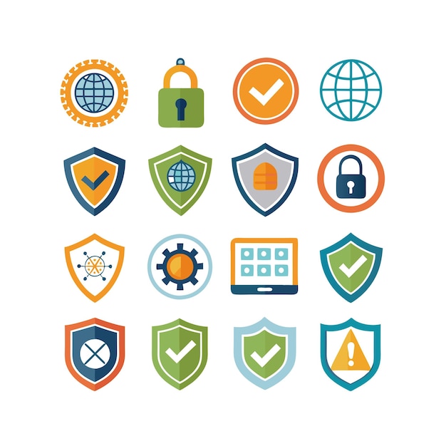Vector security icon set collection vector illustration