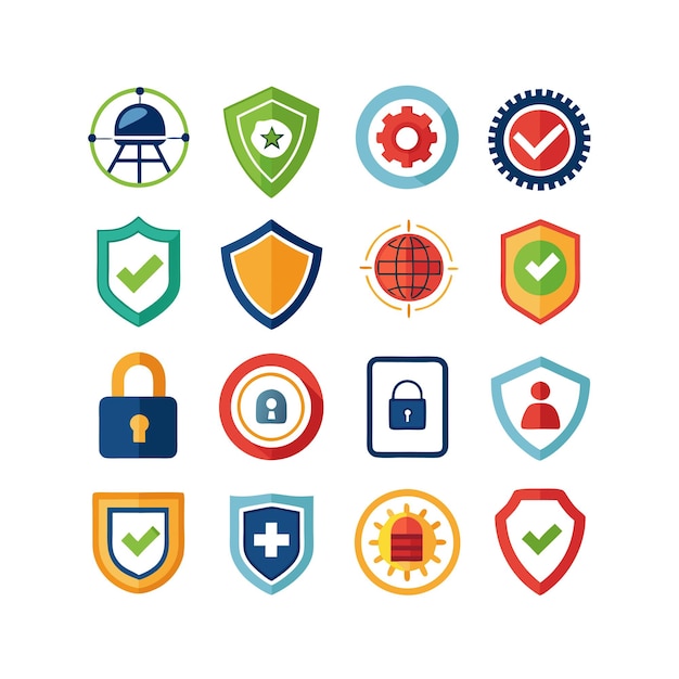 Vector security icon set collection vector illustration