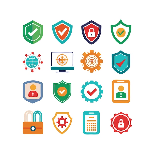 Vector security icon set collection vector illustration