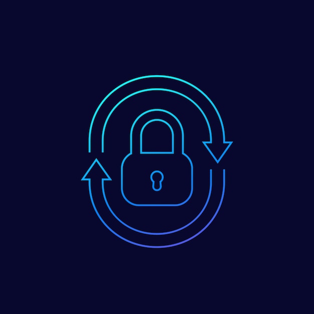 Security icon with lock and arrows thin linear