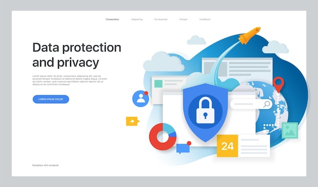 Security on the Internet and data protection. Design of the main page of the website.