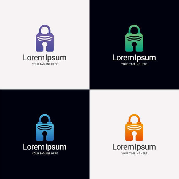 Vector security key gradient logo design template