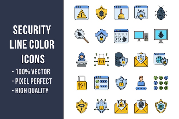 Security Line Color Icons