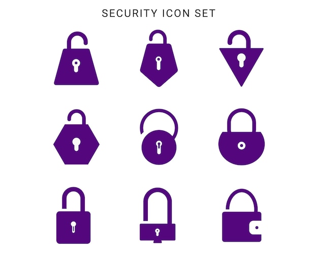 Security lock icon set for safety your home