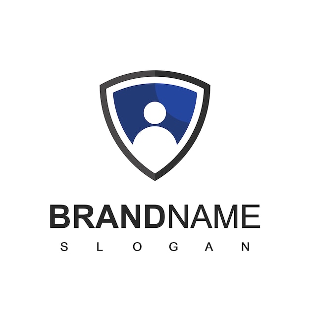 Security logo design template, people and shield symbol