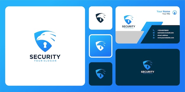 Security logo design with eagle and business card