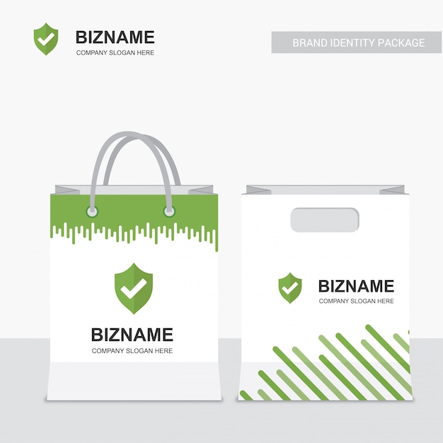 Vector security logo shopping bag mockup