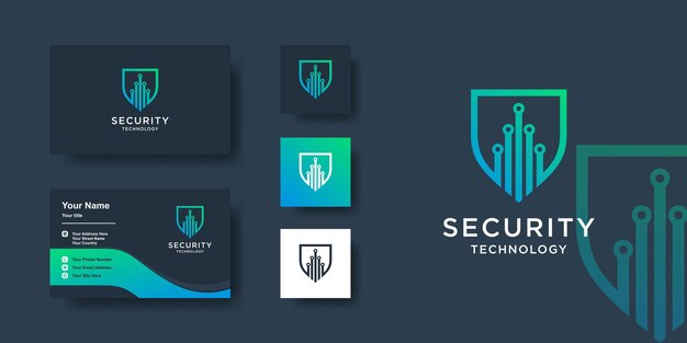 Security logo template with modern creative shield style and business card design  