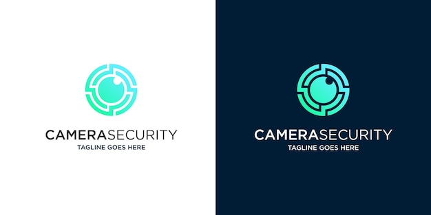 Security logo with camera isolated