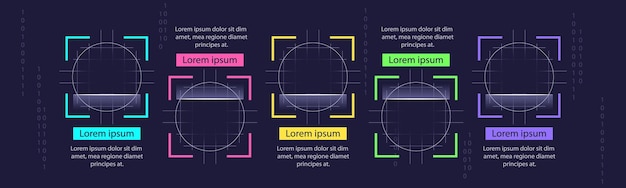 보안 측정 infographic 차트 디자인 템플릿입니다. 복사 공간이 있는 추상 정보 차트입니다. 5단계 순서의 교육용 그래픽. 시각적 데이터 프레젠테이션. 무수히 많은 Pro-Regular 글꼴 사용