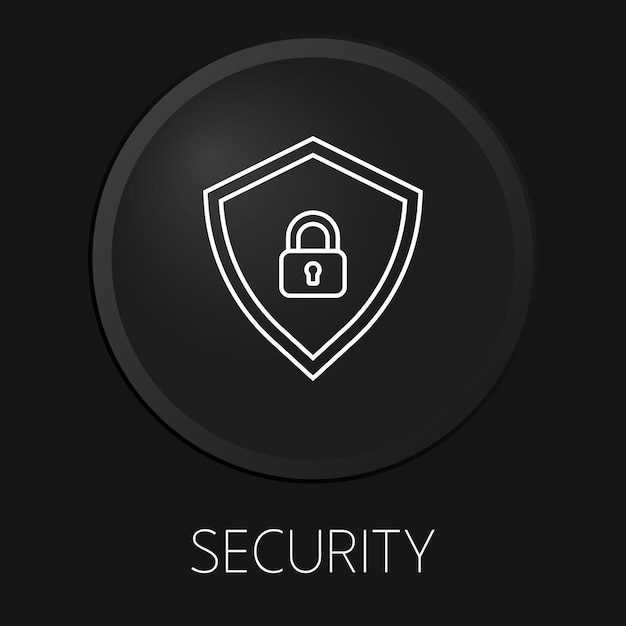 Security minimal vector line icon on 3D button isolated on black background Premium Vector