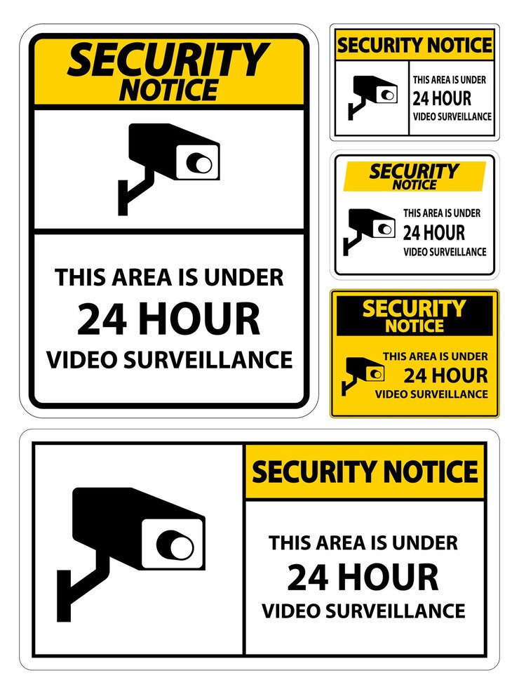 Vector security notice this area is under 24 hour video surveillance symbol sign isolated on white backgroundvector illustration