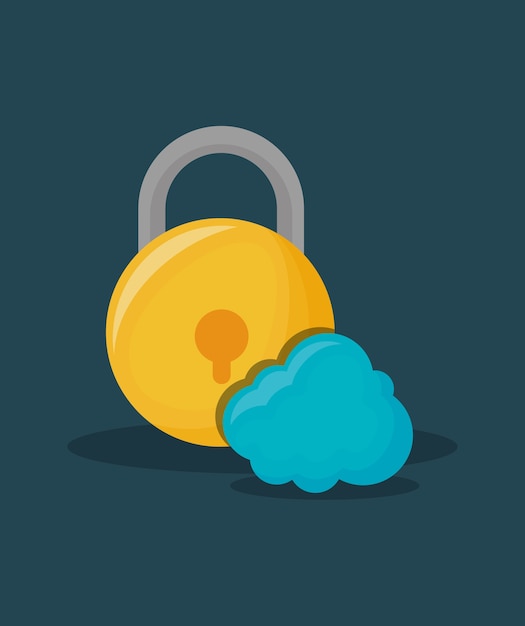 security padlock and cloud storage