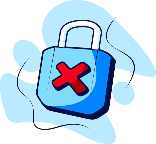 Security Padlock with Cross Sign Vector Illustration