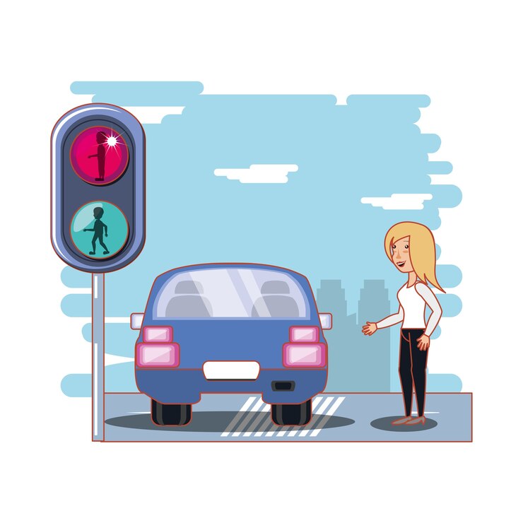 Vector security of pedestrian in the road 