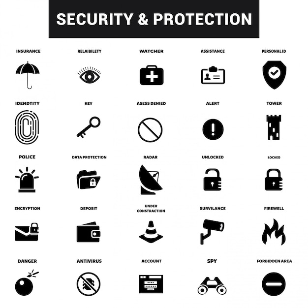 Vector security protection icons set vector