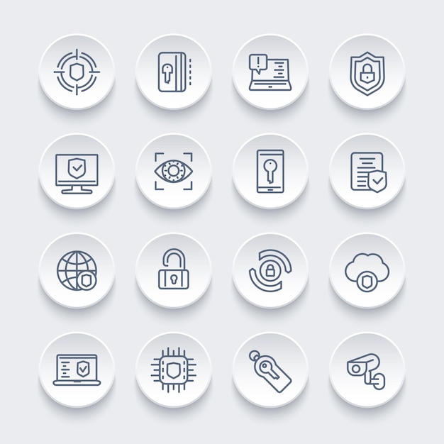 Security and protection line icons set, secure browsing, cybersecurity, privacy