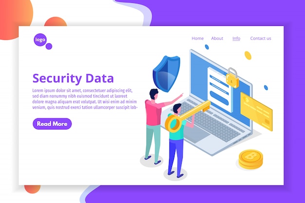 Безопасность, безопасность и защита личных данных изометрические концепции.