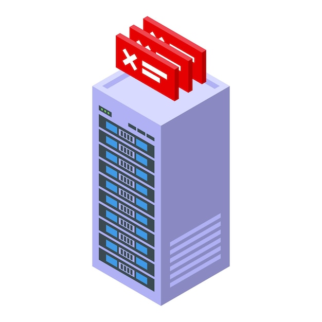 Vector security server icon isometric vector data software cyber spam