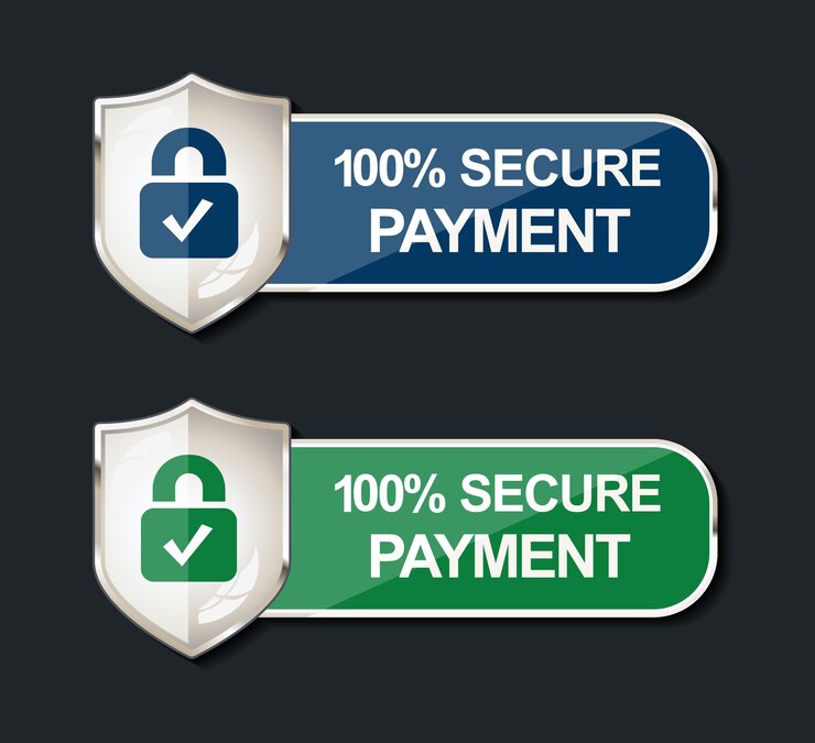Vector security shield and the inscription 100 percent secure