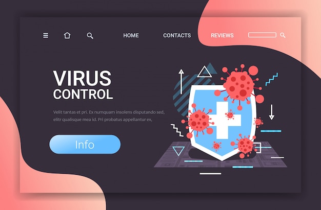 Vector security shield protection control of viruses and bacteria stop coronavirus covid-19 concept