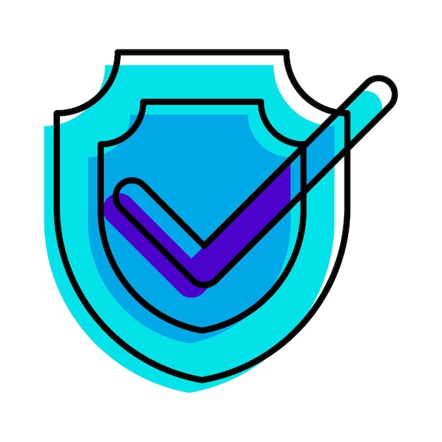 Vector security shield safety outline blue icon vector illustration